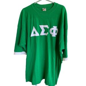 Vintage Tee Shirt Delta Sigma Phi Fraternity Mens Adult Size XXL Green 80s 90s